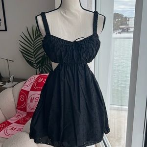 Aerie Women’s Embroidered Black Sleeveless Sundress with Cut Outs Size XS